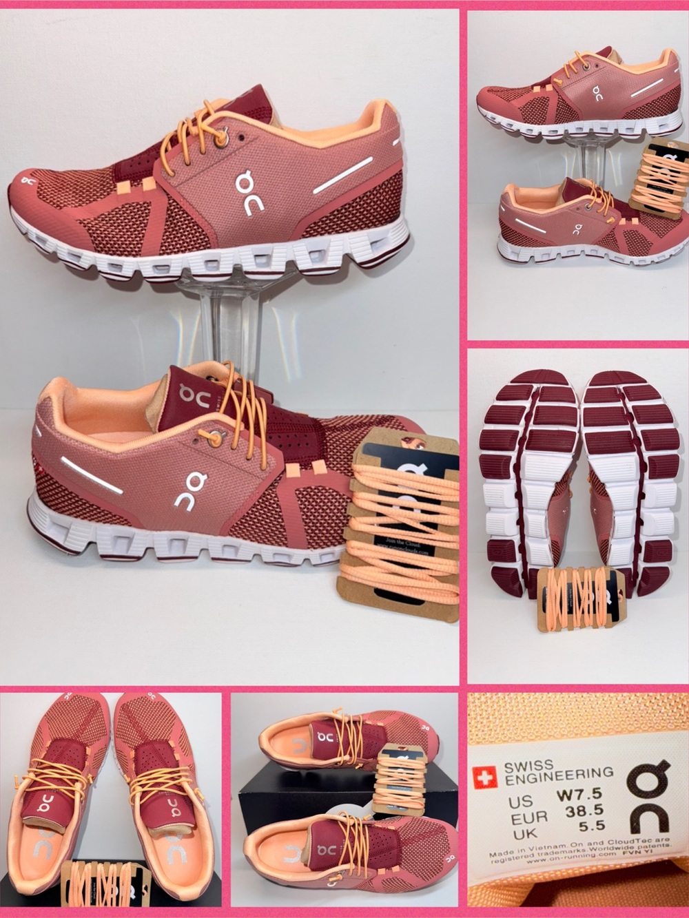 ON CLOUD Running Women's Athletic Shoes in DUSTROSE/MULBERRY